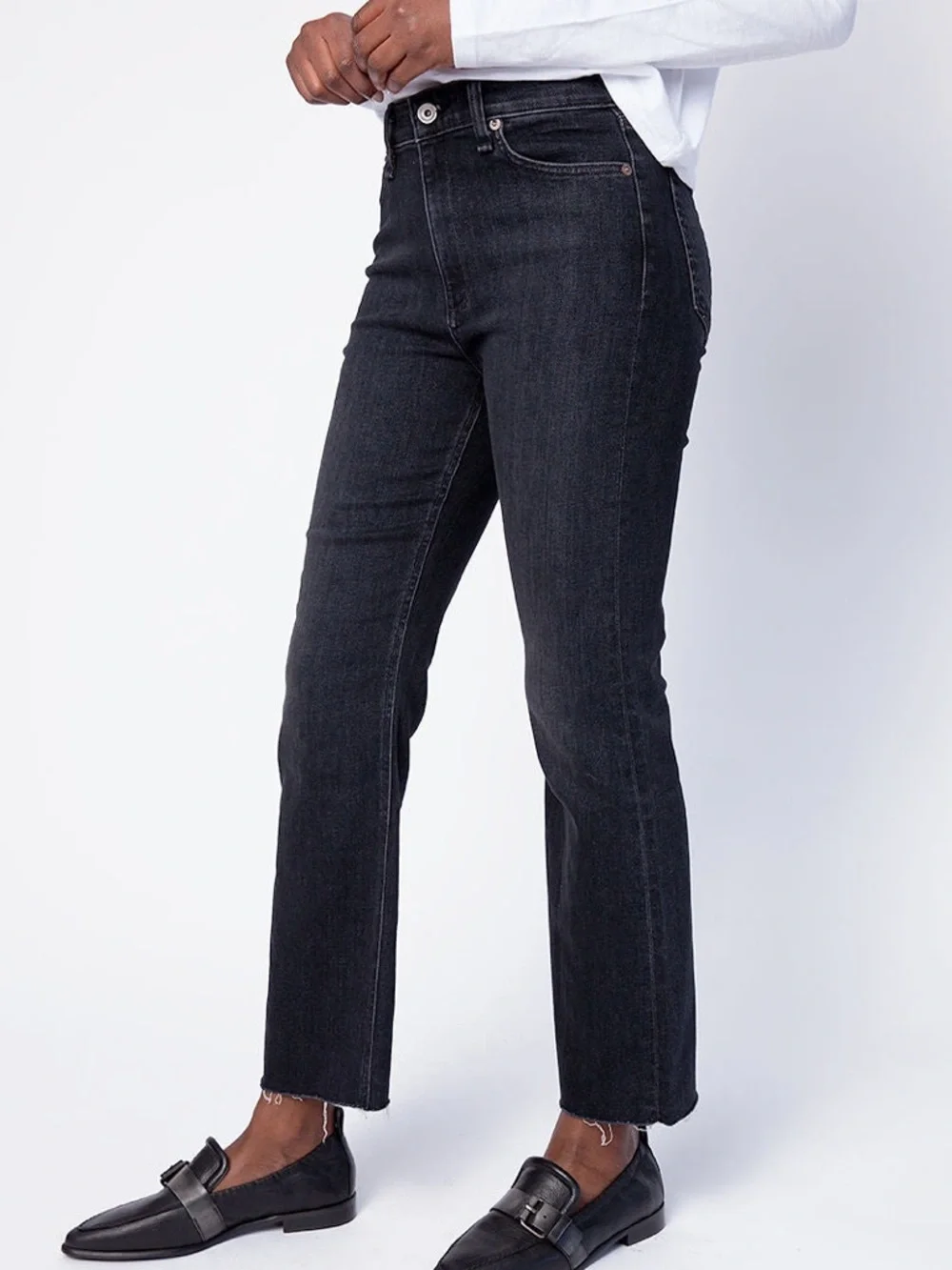 Rag & Bone Nina High-Rise Flare Onyx Black Size 24 - Picture 2 of 11